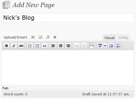 Create a blank page for your blog.